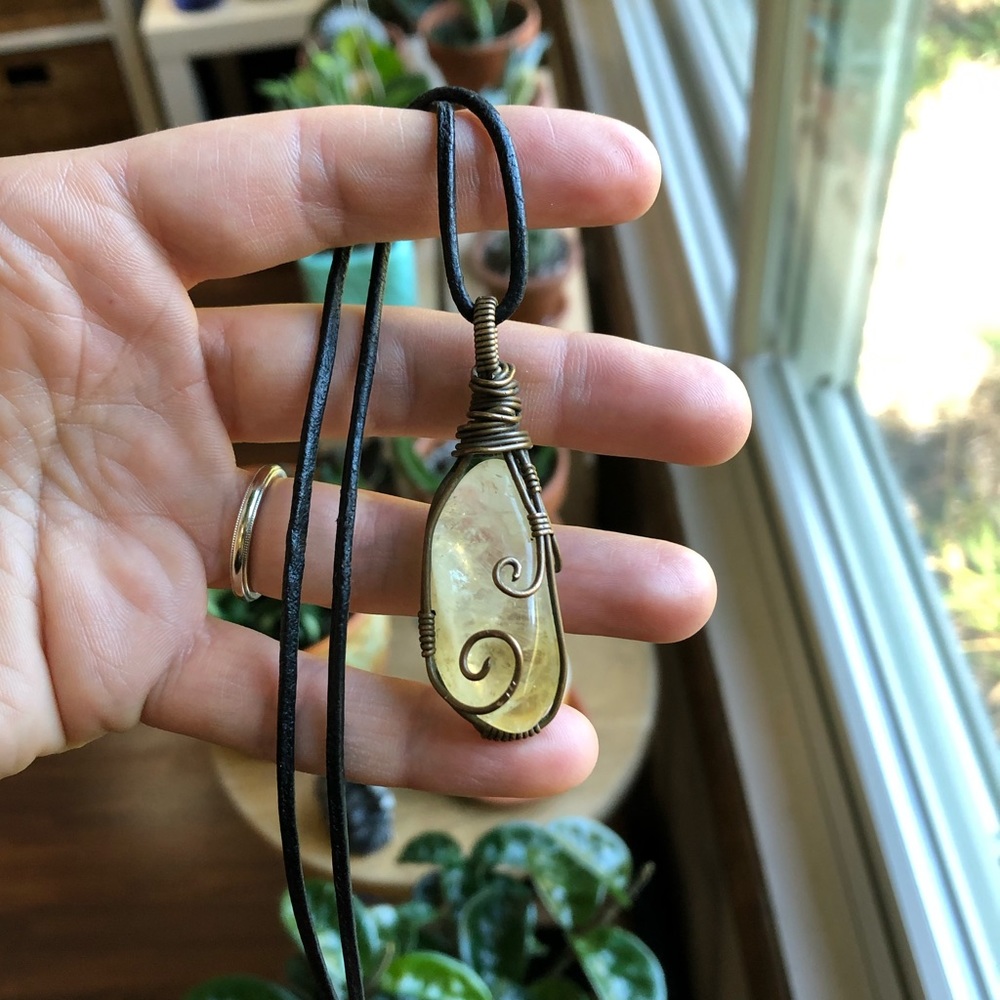 Citrine crystal pendant necklace